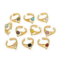 Кольца-манжеты из нержавеющей стали 316 с натуральными смешанными драгоценными камнями&nbsp;RJEW-Z098-01G-13