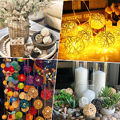 15 pz 3 palline di vimini in rattan colorate&nbsp;AJEW-SC0004-25B