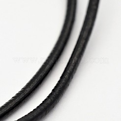 レザーネックレス作り  アイアン製カニカン付き  ブラック  18.5インチx2mm&nbsp;MAK-N021-01B