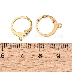 イオンプレーティング(IP) 304 ステンレススチール レバーバック イヤリング金具  カン付き  18KGP金メッキ  14.5x12x2mm  穴：1.5mm&nbsp;LS-STAS-E103-06G