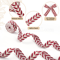 Rubans jacquard en polyester à motif de feuilles de 3 mètre&nbsp;SRIB-WH20020-020F