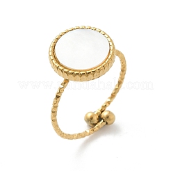 Плоские круглые манжеты из нержавеющей стали 304 белого цвета для женщин&nbsp;RJEW-G346-10G-02