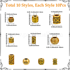 100 pièces 10 styles de perles en alliage de zinc de style tibétain&nbsp;FIND-SP0005-94