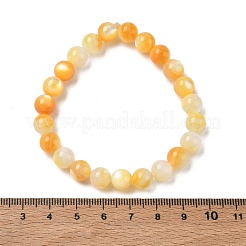 Pulseras elásticas redondas de cuentas de concha amarilla natural de 8 mm&nbsp;SH-CBACA76-18D