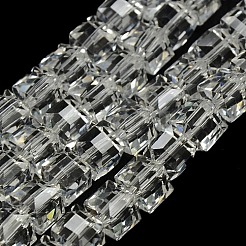 Facettierten würfelförmige Kristallglasperlen Stränge&nbsp;X-GLAA-F008-F01