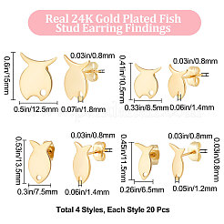 80 шт. 4 шт. фурнитура для сережек-гвоздиков из нержавеющей стали 201 STAS-BBC0001-75