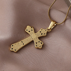 Винтажные ожерелья с подвеской-крестом из нержавеющей стали 304 с прозрачным стеклом для женщин&nbsp;KE6817