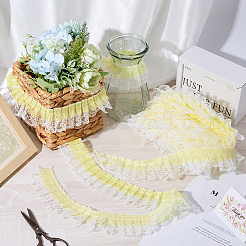 10 ярд двухслойных плиссированных кружевных лент из полиэстеровой органзы&nbsp;SRIB-GF0001-43A