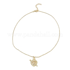 Позолоченные латунные ожерелья с подвесками с микропаве и прозрачным кубическим цирконием&nbsp;LS-NJEW-L178-01G-04