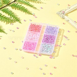 45г 6 цвета прозрачный стеклянный круглый бисер SEED-FS0001-32