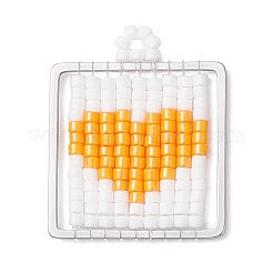 Квадратный стеклянный бисер ручной работы с подвесками в форме сердца&nbsp;PALLOY-MZ00928