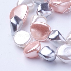 シェルパールビーズ連売り  ナゲット  ミックスカラー  15~21x15~18x7.5~15mm  穴：1mm  約19個/連  16.14インチ〜16.53インチ（41~42cm）&nbsp;BSHE-P030-02