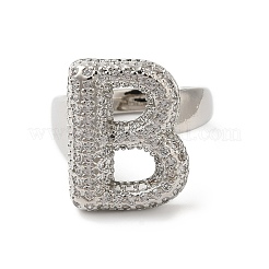 Bague en laiton avec lettres micro pavées&nbsp;RJEW-N046-03B-P