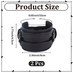 2 pulsera de cordón ancho de piel de vaca&nbsp;BJEW-CL0001-63B