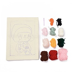 女の子パンチ刺繡用品キット  取扱説明書付き  刺繍生地と無垢材のフレーム  プラスチック針と8色の糸  ミックスカラー  16~352x1.3~262x2.5~19mm&nbsp;DIY-H155-08