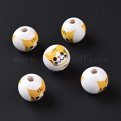 Perles européennes en bois imprimées&nbsp;WOOD-B005-01A