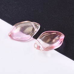 クリアガラスペンダント  グリッターパウダー付き  花びら  ミックスカラー  19x12.5x5.5mm  穴：1mm&nbsp;GLAA-L027-G