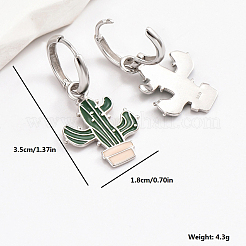 Модные летние пляжные эмалевые серьги в виде кактусов XT7653