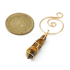 Большие заостренные подвески из натурального смешанного драгоценного камня с медной проволокой PALLOY-JF02114