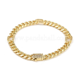 Латунные браслеты-цепочки с микропаве из прозрачных кубических цирконий для женщин&nbsp;BJEW-F504-08G