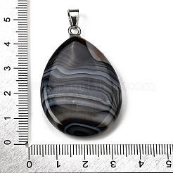 Подвески из натурального черного полосатого агата (окрашенного и подвергнутого термической обработке).&nbsp;G-F820-14P-10