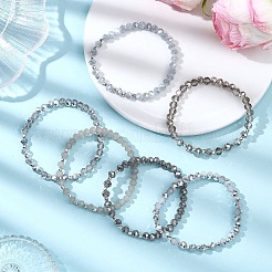 6 шт. Женские браслеты из круглых стеклянных и бусин CCB&nbsp;BJEW-JB12676