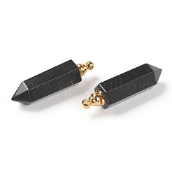Facettierte natürliche schwarze Achat spitze Anhänger&nbsp;G-H252-F05