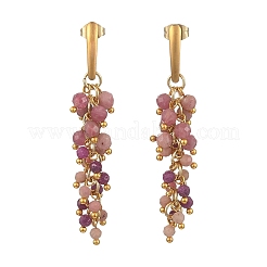 Boucles d'oreilles puces en acier inoxydable 304 ornées de pierres précieuses naturelles mélangées&nbsp;EJEW-JE07520-02