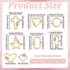 8 шт. 8 стиля латунные микро-паве кубические цирконии винтовые карабины замки-подвески KK-GA0002-01