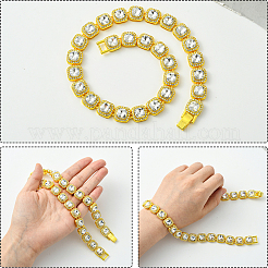 1 шт. цинковый сплав паве квадратные прозрачные стеклянные теннисные ожерелья для женщин&nbsp;NJEW-SP0001-07G