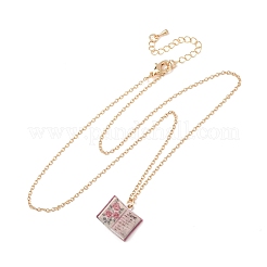 Halsketten mit Buchanhänger aus Messing und Emaille für Damen&nbsp;KK-CBAF5B9-01G-06