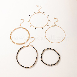 5 set di cavigliere con nappe piatte e rotonde in lega boema&nbsp;FS-WG9E669-01