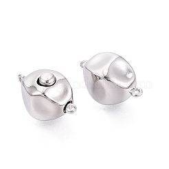 真鍮製ボックスクラスプ  ナゲット  1連  1穴  プラチナ  2mm  穴：19~20x11.5x10mm&nbsp;KK-Q074-11P