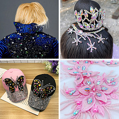 72 шт. 12-х цветные каплевидные пришивные стразы&nbsp;GLAA-TA0001-45