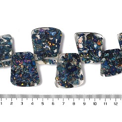 天然の染色されたインペリアルジャスパーと樹脂ビーズの連売り  台形  プルシアンブルー  17.5~35.5x24~29x6~6.5mm  穴：1.5mm  約15個/連  12.40''（31.5センチメートル）&nbsp;G-Q017--E05-01C