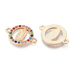 Bague en alliage religieux avec strass colorés et breloques de connecteur de la Vierge Marie&nbsp;LS-PALLOY-TAC0127-10KCG