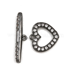 Застежки-тоглы из латуни с микропаве из прозрачных кубических цирконий в форме сердца&nbsp;KK-G548-37