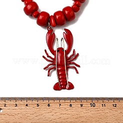 Ожерелья из пластиковых бусин с подвеской в виде лобстера и цепочками с литыми концами&nbsp;NJEW-D336-01G