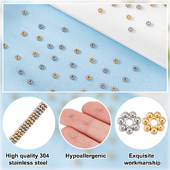 60 шт. 2-х цветные разделительные бусины из нержавеющей стали 304&nbsp;STAS-HY0001-49