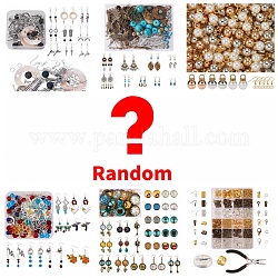 Lucky Bag, Mixed Metal Earring Components & Charms Findings Kits, for DIY Earring Making, Random Color