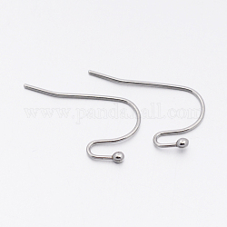 304 Stainless Steel Earring Hooks, Stainless Steel Color, 13x20x2mm, 20 Gauge, Pin: 0.8mm