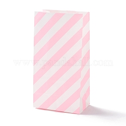 Rechteckige Kraftpapiertüten, keine Griffe, Geschenk-Taschen, Streifenmuster, rosa, 9.1x5.8x17.9 cm