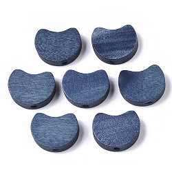 Perle di legno naturale verniciate, gatto, Blue Marine, 17x21x6mm, Foro: 2 mm