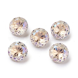 K9 cabochons de strass en verre de pointus dos, dos de couleur aléatoire plaqué, facette, diamant, motif de fleur, clair de lune, 10x6mm