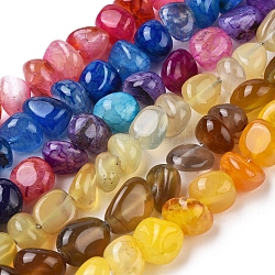Chapelets de perles d'agate naturelle, pierre roulée, teints et chauffée, pépites, couleur mixte, 8~16x9~13x9~12mm, Trou: 1.4mm, Environ 36~42 pcs/chapelet, 14.96 pouce (38 cm)