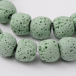 Бусы из натурального камня лавы, окрашенные, круглые, бледно-зеленый, 8 мм, Отверстие: около 2 мм, около 52 шт / нитка, 15.5 дюйм