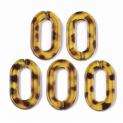 Anillos de acrílico transparente enlace, conectores de enlace rápido, imitación patrón de pieles de leopardo, para hacer cadenas de cable, oval, amarillo champagne, 36x21x4mm, diámetro interior: 24x8 mm