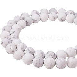 Pandahall elite brins de perles howlite naturelles givrées pour la fabrication de bijoux, ronde, 8mm, Trou: 1mm, Environ 47-49 pcs/chapelet, environ 14.9-15.6 pouce