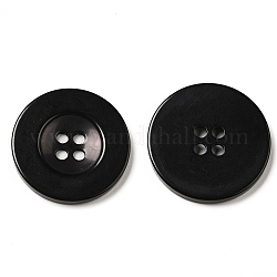 Botones de resina, teñido, plano y redondo, negro, 30x3mm
