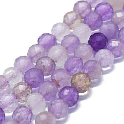 Natural Amethyst & Quartz Crystal & Yellow Crystal Beads Strands, Faceted(64 Facets), Round, 6mm, Hole: 0.8mm, about 70~74pcs/strand, 15.16~15.55 inch(38.5~39.5cm)